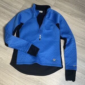 Nike Sphere Thermal Woman's Quilted Jacket 1/2 Zip Pullover Medium Thumb hole